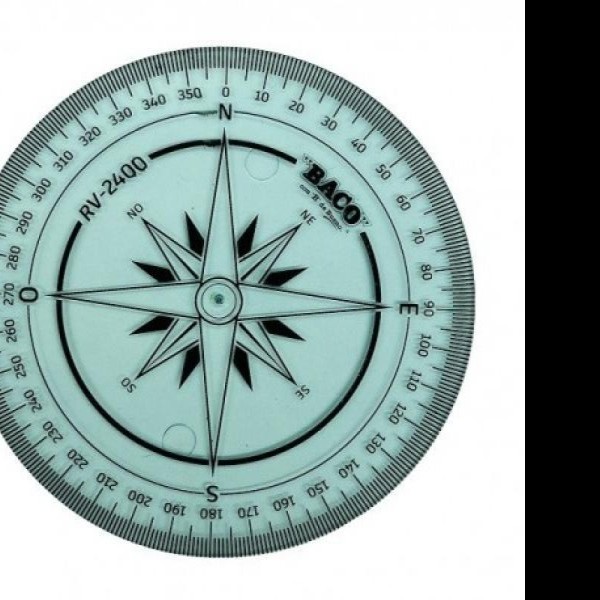 TRANSPORTADOR PLAST. ROSA DE LOS VIENTOS 10CM. BACO 25